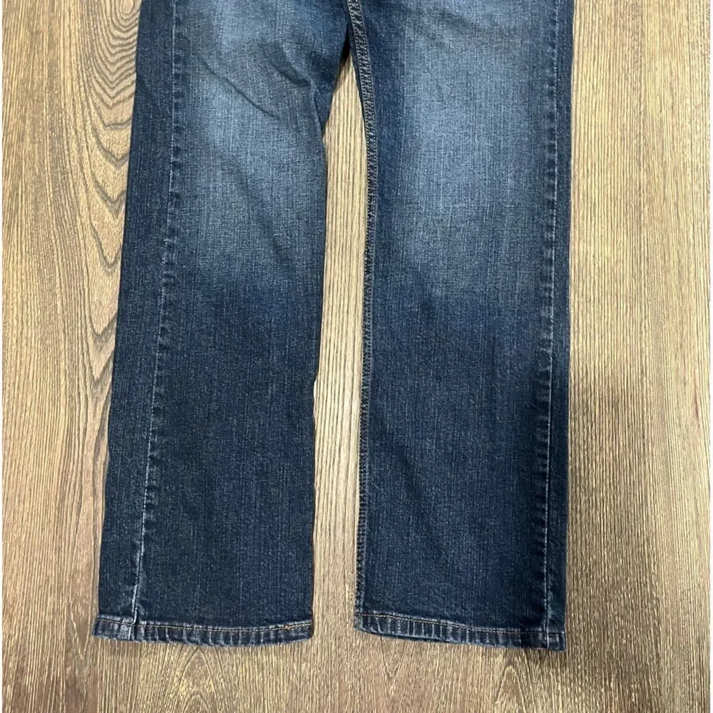 Levis Signature Straight Jeans Mid Rise Whisker Denim Dark Wash Blue Size 30x30